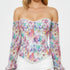 Corset con Flores y Mangas Largas