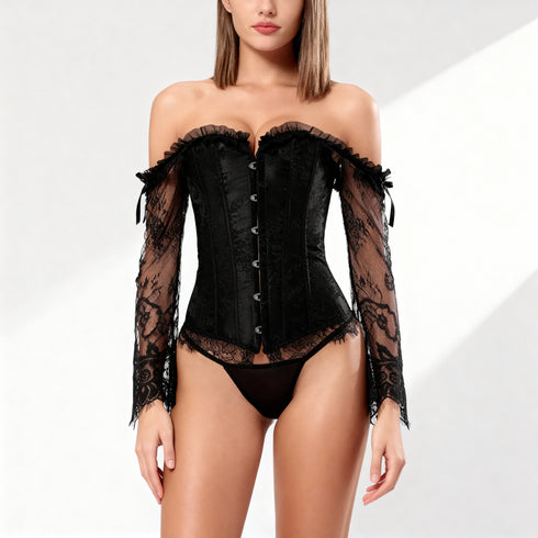 Bustier Corset de Encaje Negro